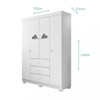 Guarda Roupa Infantil 4 Portas 3 Gavetas Ane Phoenix Baby - 4