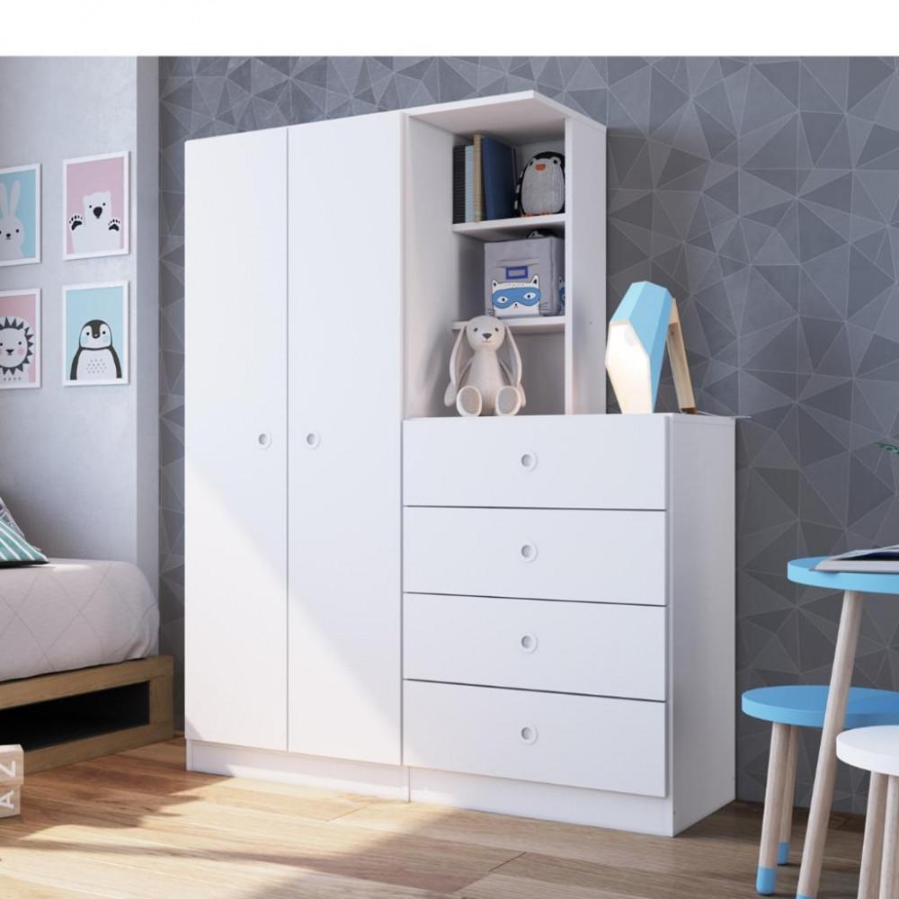 Guarda Roupa Infantil 2 Portas 4 Gavetas Montessoriano Meu Fofinho Art in Moveis - 1