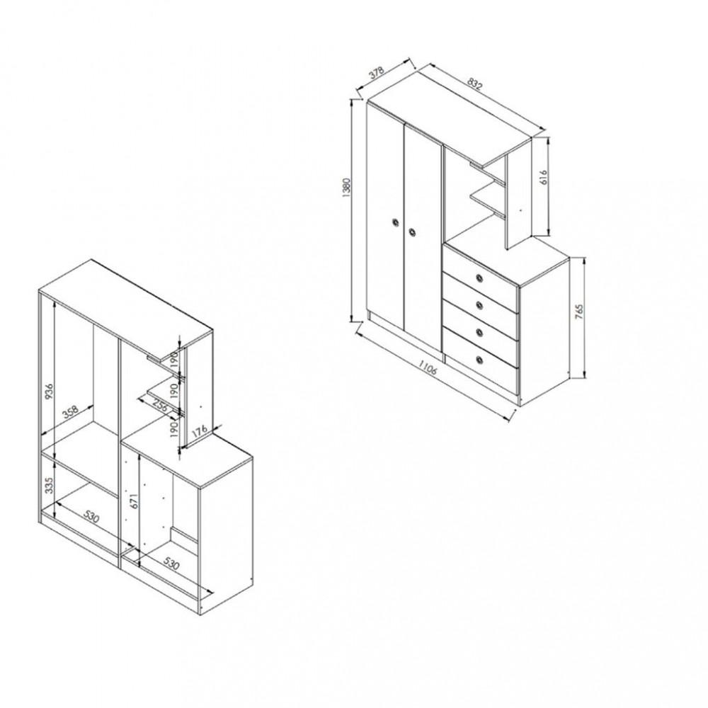Guarda Roupa Infantil 2 Portas 4 Gavetas Montessoriano Meu Fofinho Art in Moveis - 4