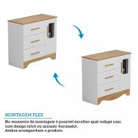 Cômoda Infantil Com Janela 1 Portas 3 Gavetas Popy Retro Peroba - 4