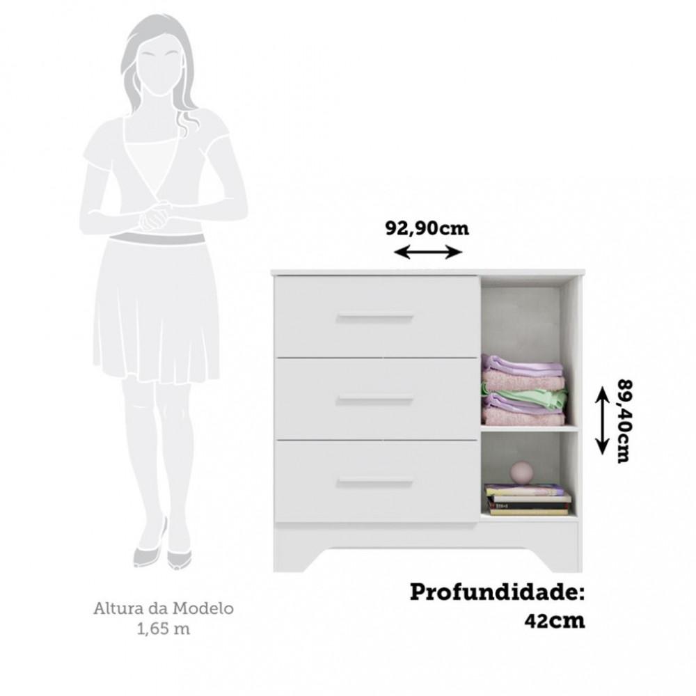 Cômoda Infantil Com Janela 1 Portas 3 Gavetas Popy Retro Peroba - 3