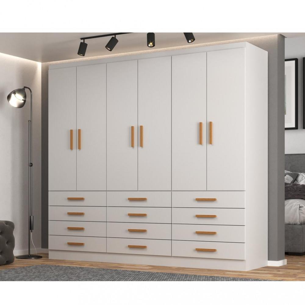 Guarda Roupa Casal 6 Portas 12 Gavetas New Mônaco Evidencia - 1