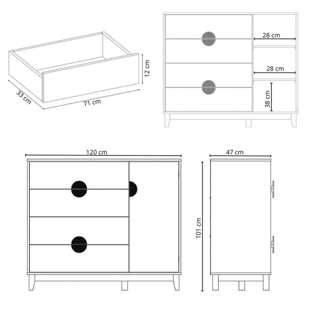 Cômoda 1 Porta 4 Gavetas Ipe Albatroz - 4