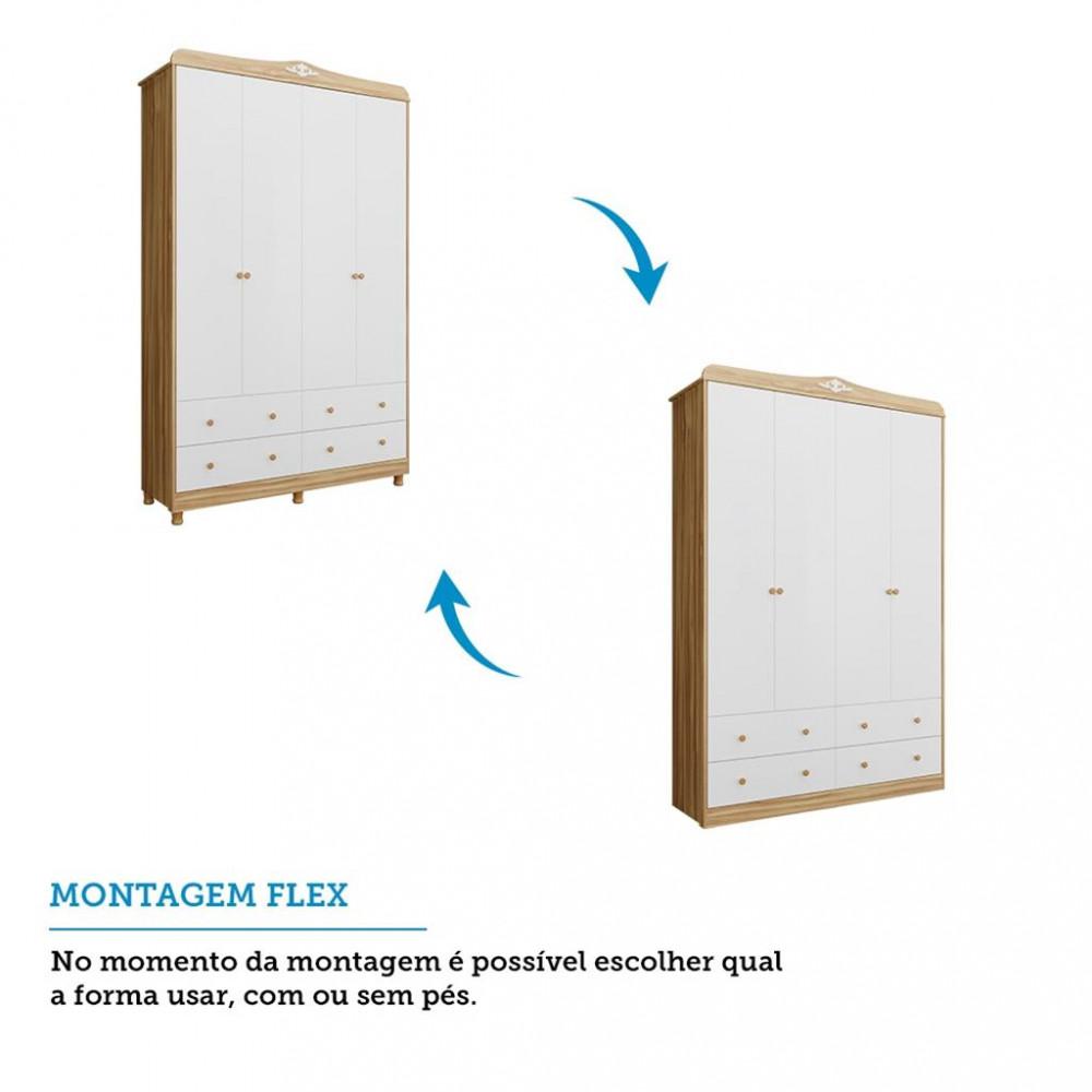 Guarda Roupa Infantil 4 Portas 4 Gavetas Elo Móveis Peroba - 2