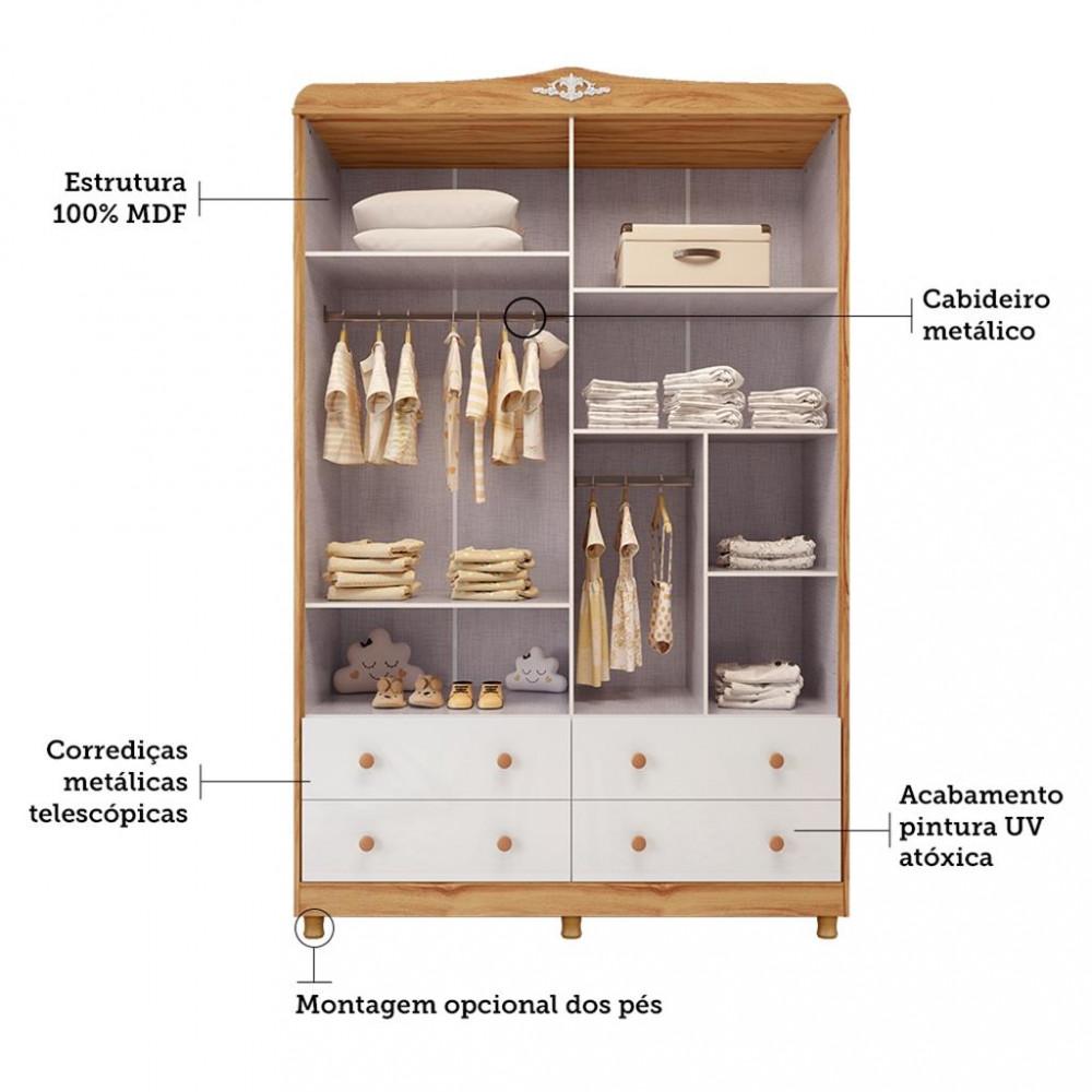 Guarda Roupa Infantil 4 Portas 4 Gavetas Elo Móveis Peroba - 3