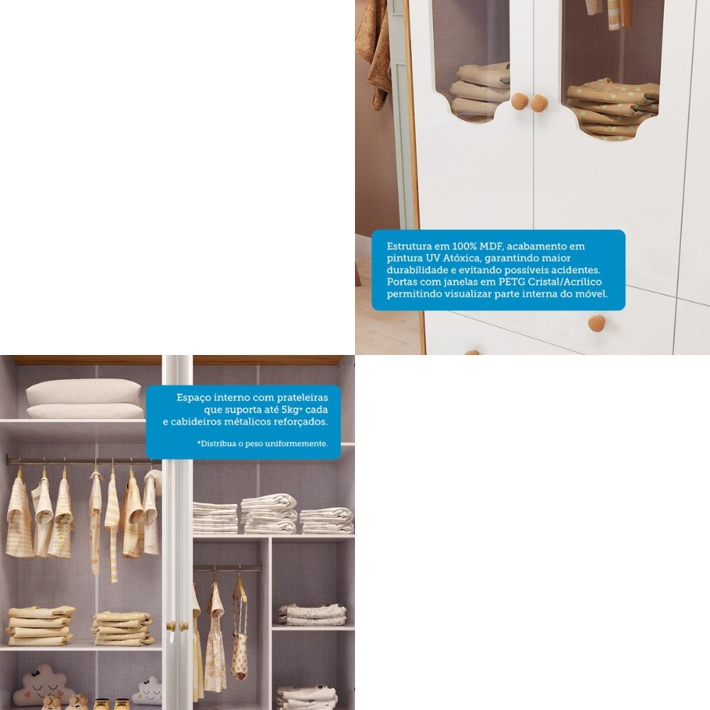 Guarda Roupa Infantil 4 Portas 4 Gavetas MDF  Noah Móveis Peroba - 6