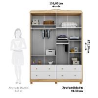 Guarda Roupa Infantil 4 Portas 4 Gavetas MDF  Noah Móveis Peroba