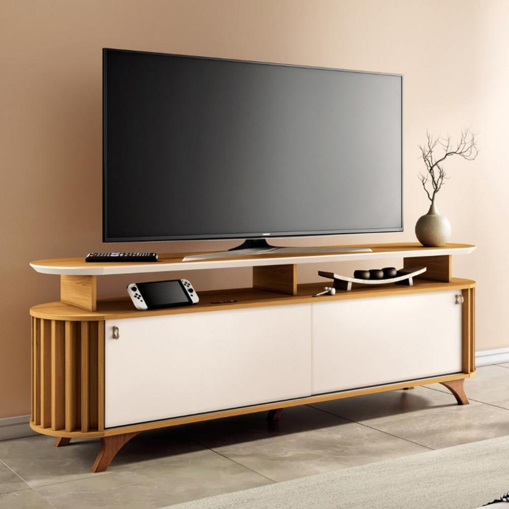 Rack para Tv até 70 Polegadas 2 Portas com Pés Ripado Alba HB Móveis - 1