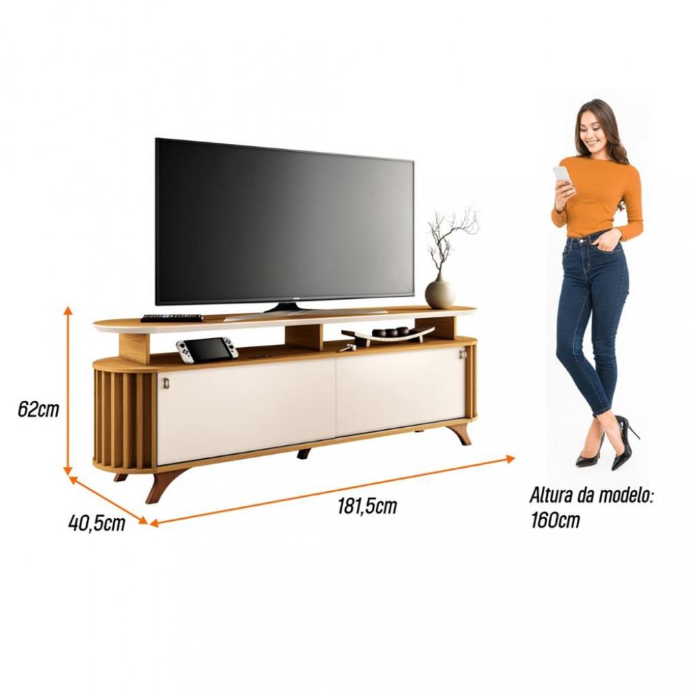 Rack para Tv até 70 Polegadas 2 Portas com Pés Ripado Alba HB Móveis - 3