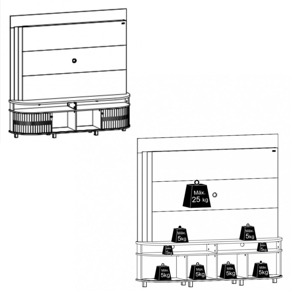 Estante Home para TV até 65 Polegadas 2 Portas Daytona Madetec - 3