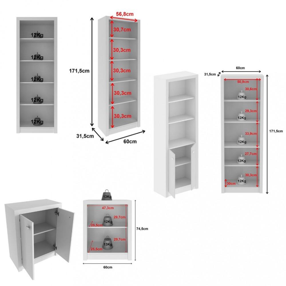 Conjunto para Escritório Balcão Estante e Armário ME41 Tecnomobili - 4
