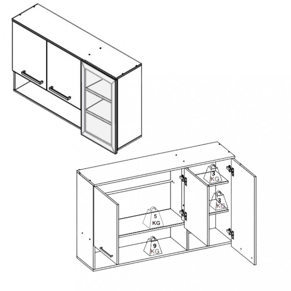 Armário Aéreo 3 Portas 120cm Isis Luciane - 3