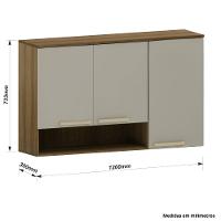 Armario Aereo 3 Portas 120cm Nicho Isis Luciane - 4