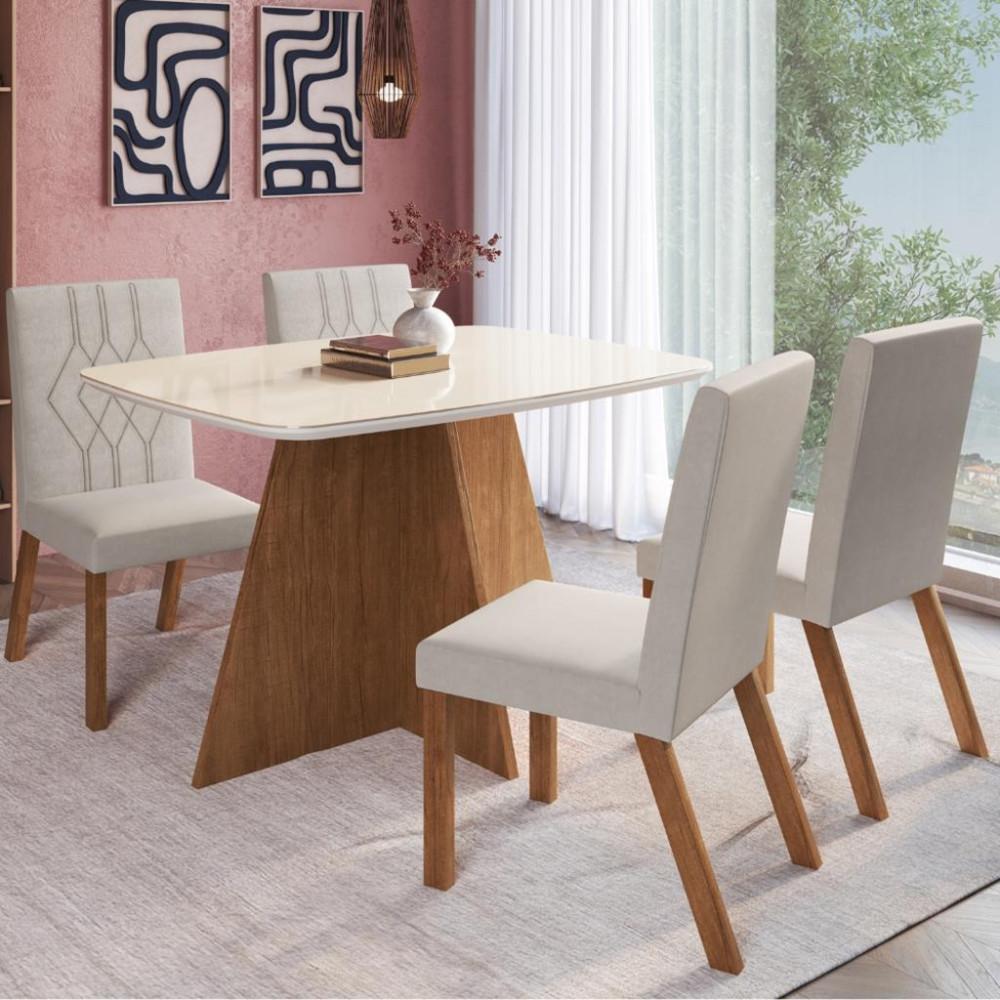 Sala de Jantar Mesa com 4 Cadeiras Joli 150/28 Zamarchi - 1