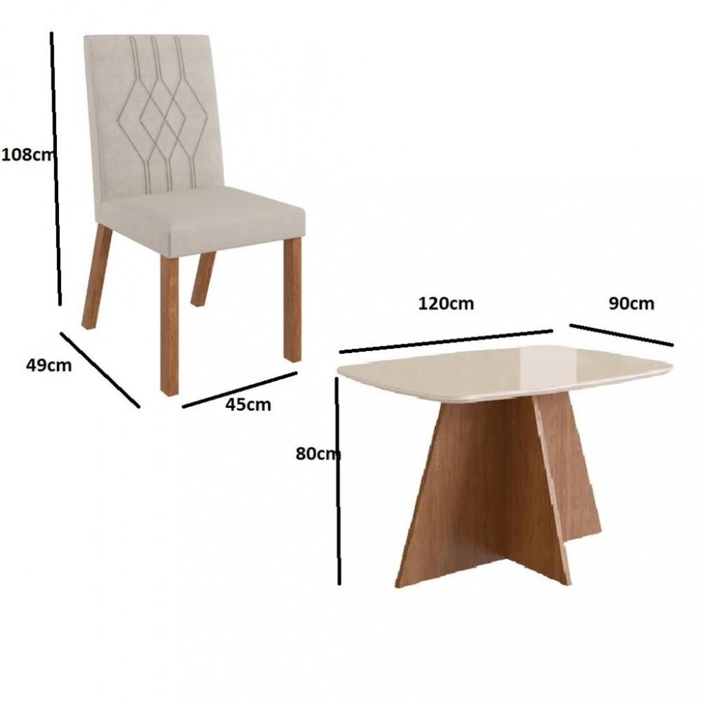 Sala de Jantar Mesa com 4 Cadeiras Joli 150/28 Zamarchi - 3