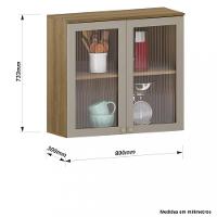 Armário Aéreo 2 Portas de Vidro 80cm Isis Luciane - 4