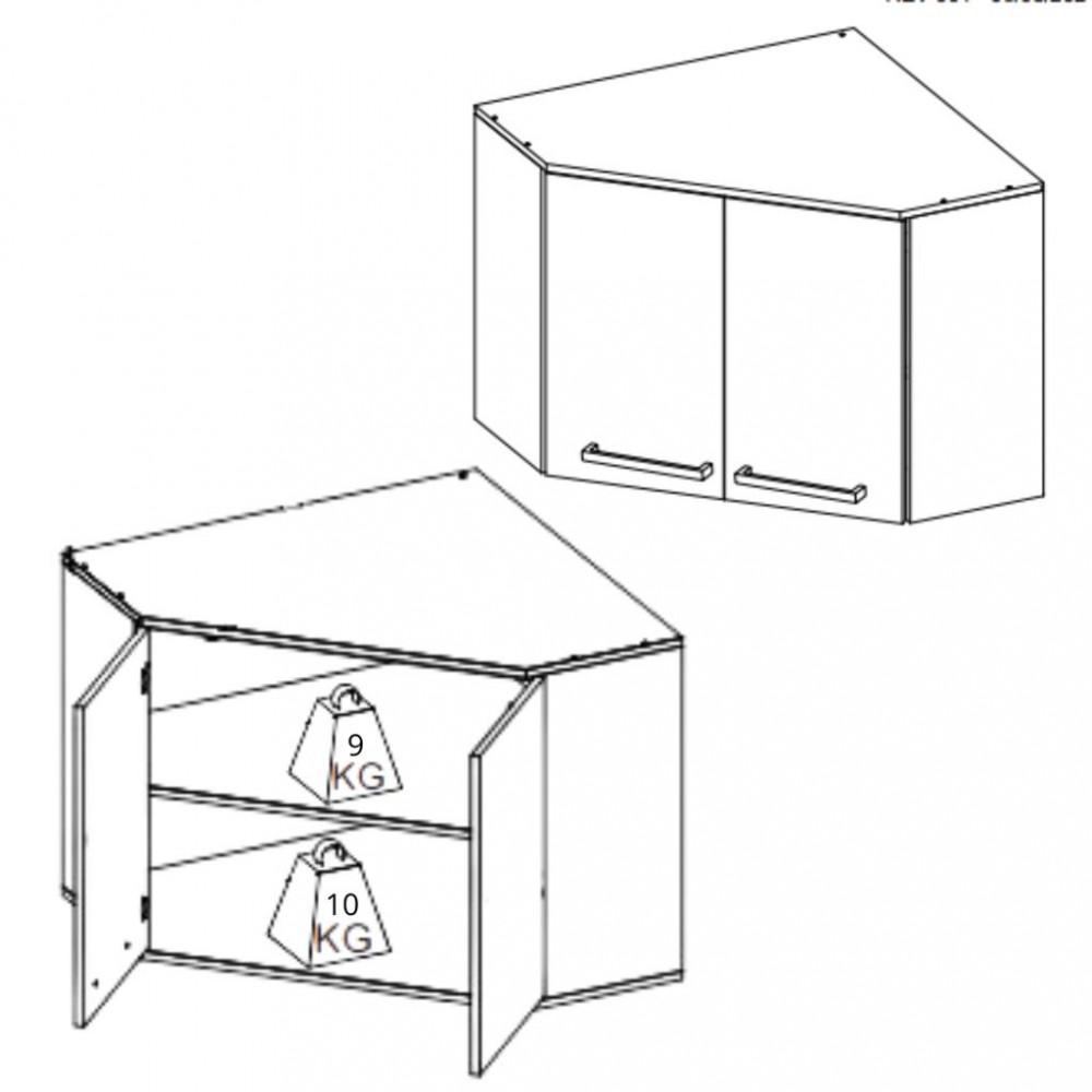 Armário Aéreo Canto Diagonal 2 Portas 74cm Isis Luciane - 3