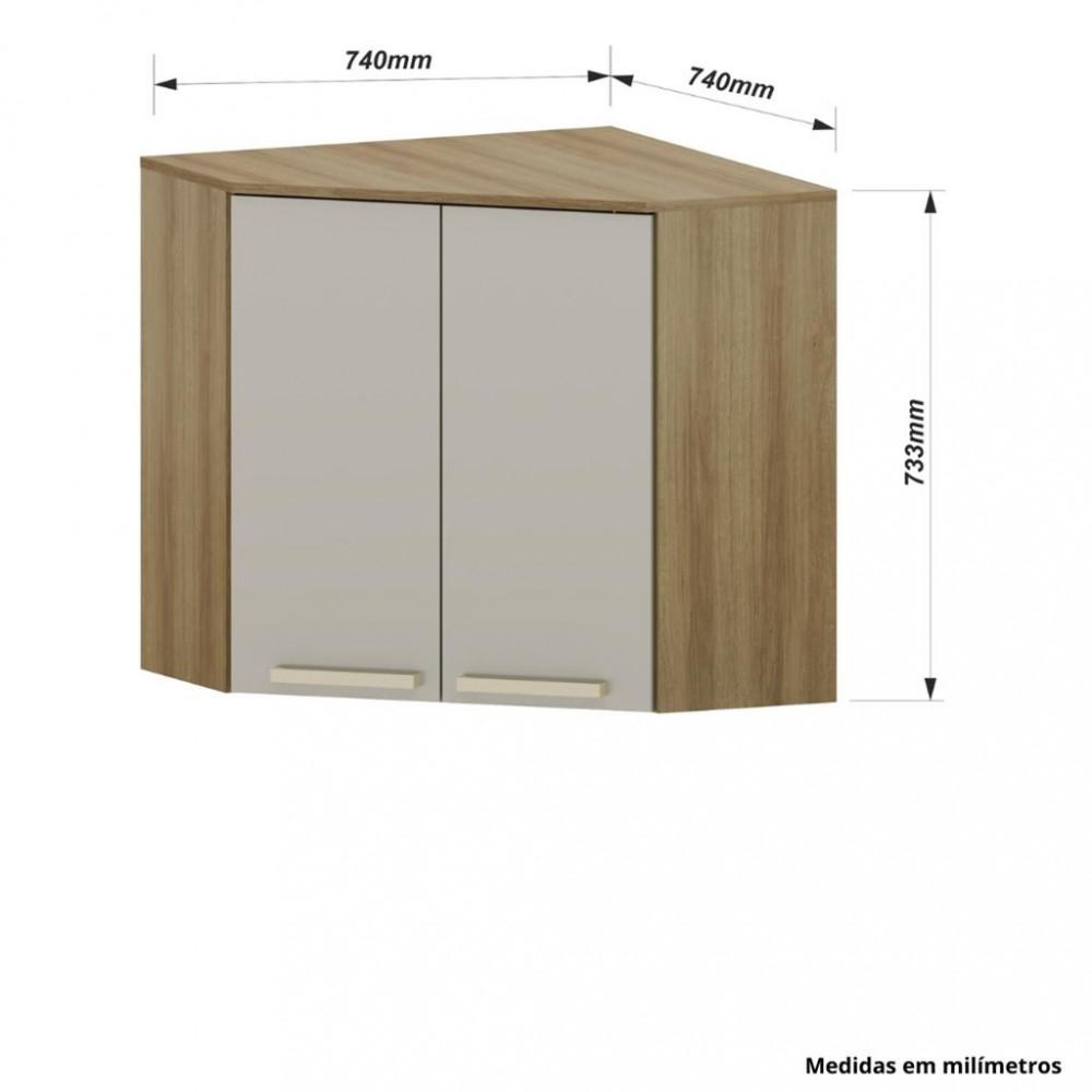 Armário Aéreo Canto Diagonal 2 Portas 74cm Isis Luciane - 4
