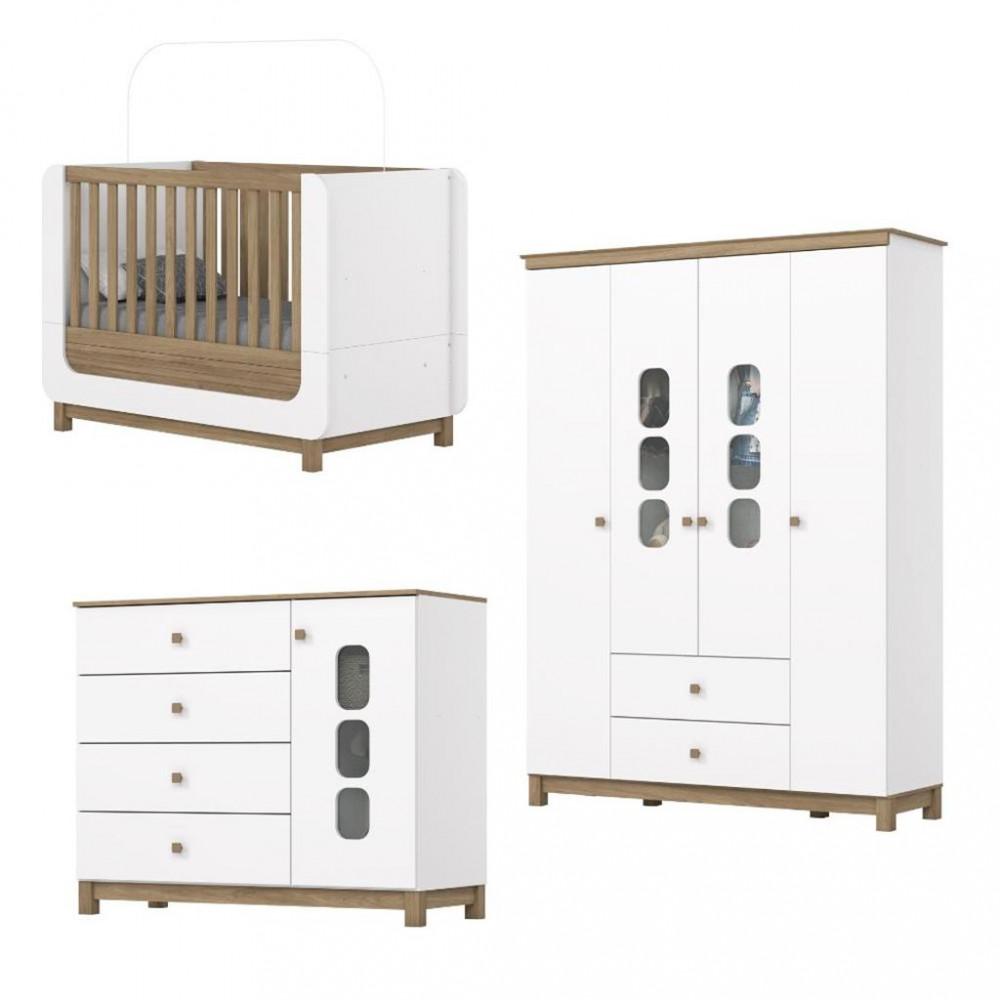 Quarto de Bebê Guarda Roupa Berço e Cômoda Aconchego Henn - 2