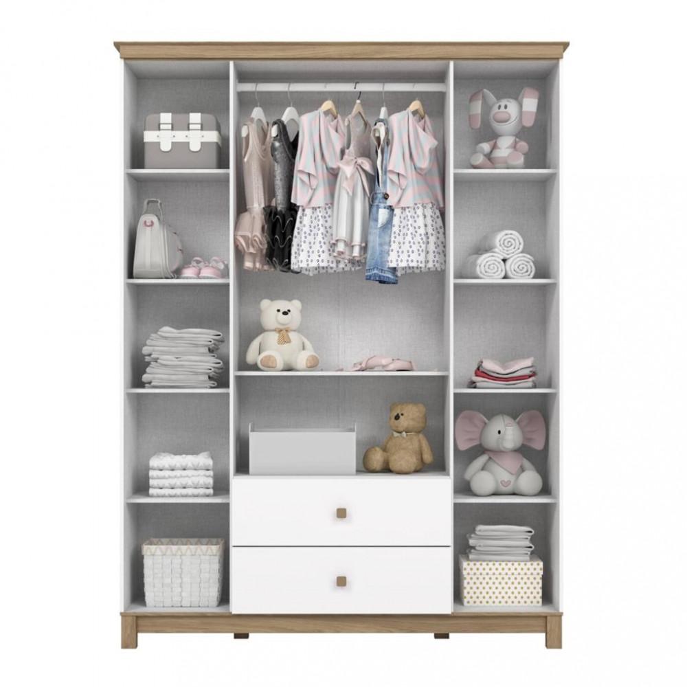 Guarda Roupa Infantil 4 Portas 2 Gavetas Aconchego Henn - 3