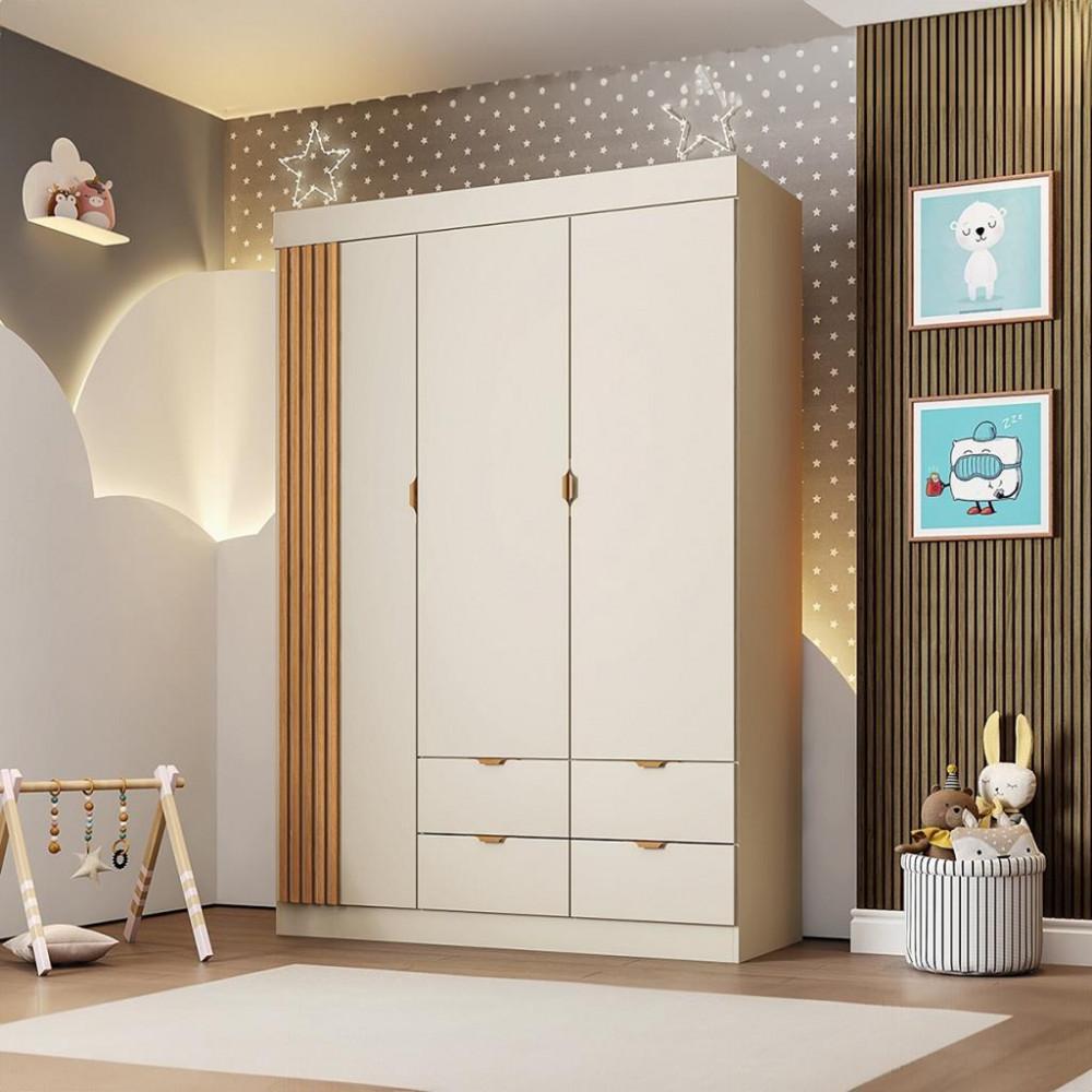 Guarda Roupa Infantil 3 Portas Ripado Ayla Phoenix Baby - 1