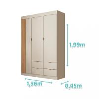 Guarda Roupa Infantil 3 Portas Ripado Ayla Phoenix Baby - 4