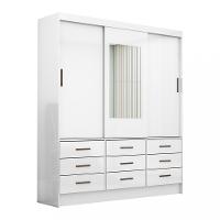 Guarda Roupa Casal com Espelho 3 Portas de Correr 9 Gavetas Sevilha Carioca Móveis - 2