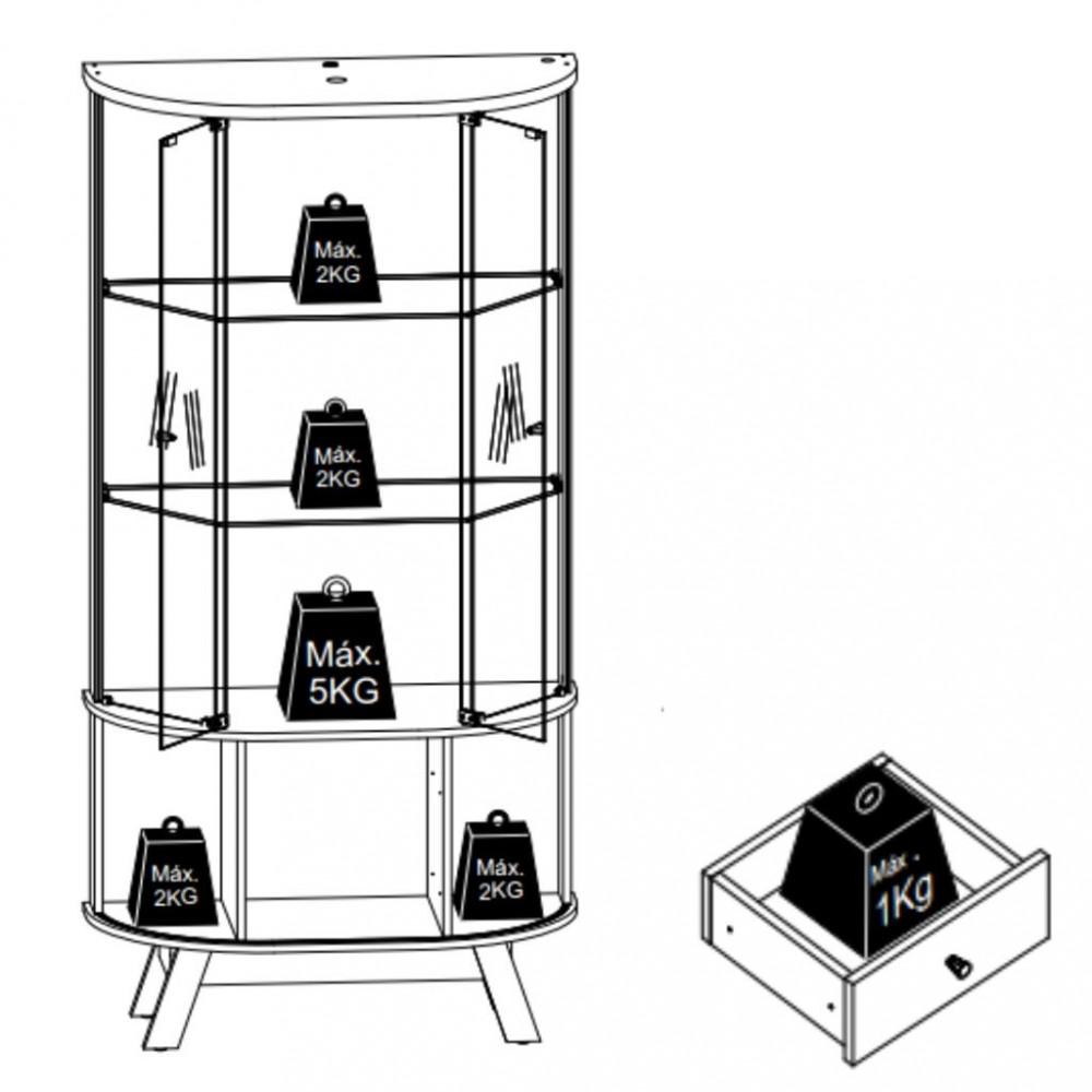 Cristaleira 4 Portas 2 Gavetas Moss Madetec - 3