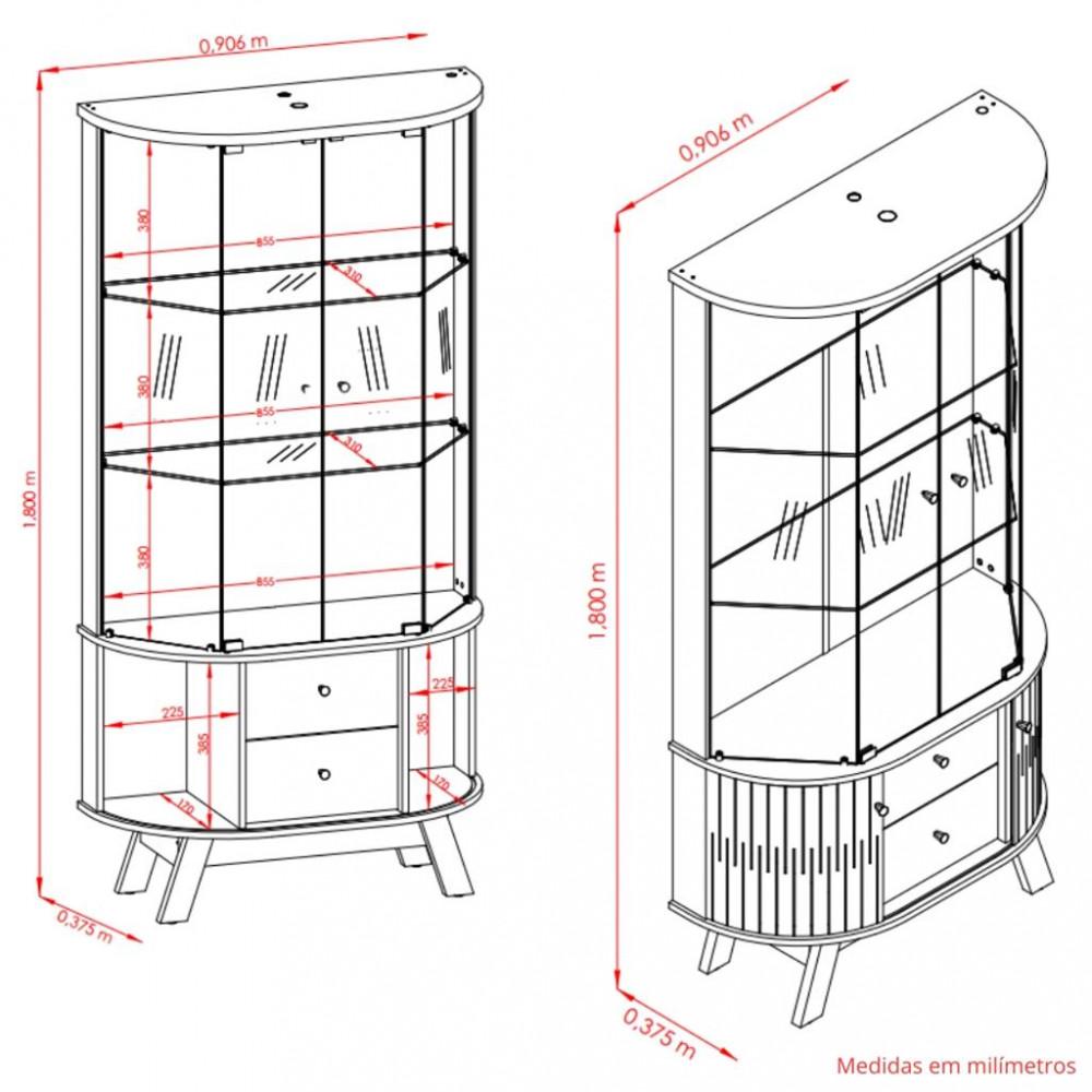 Cristaleira 4 Portas 2 Gavetas Moss Madetec - 4