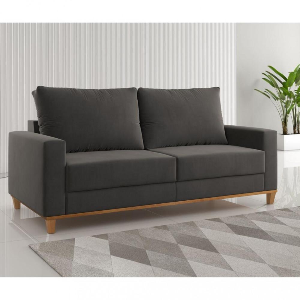 Sofá 3 Lugares Veludo 180cm Vicente Viero Móveis - 1