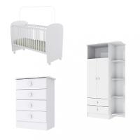 Quarto de Bebê Completo Guarda Roupa Cômoda e Berço com Rodízios Corujinha Percasa - 2