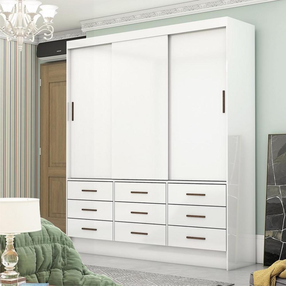 Guarda Roupa Casal 3 Portas de Correr 9 Gavetas Sevilha Carioca Móveis - 1