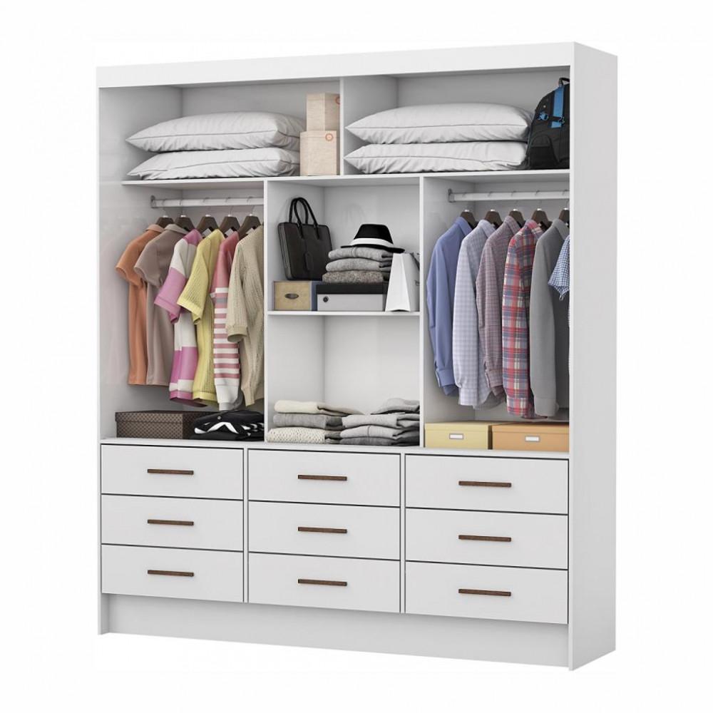 Guarda Roupa Casal 3 Portas de Correr 9 Gavetas Sevilha Carioca Móveis - 3