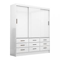 Guarda Roupa Casal 3 Portas de Correr 9 Gavetas Sevilha Carioca Móveis - 2