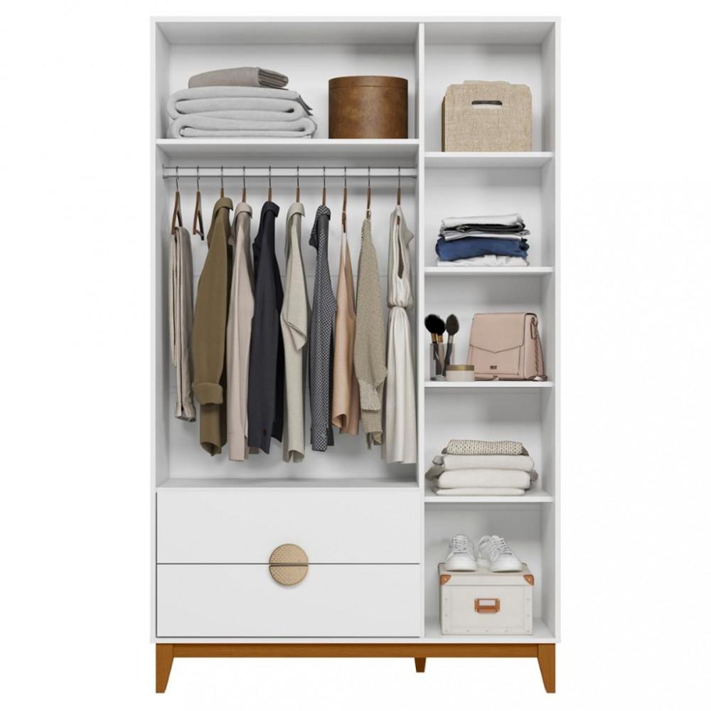 Guarda Roupa Solteiro 3 Portas 2 Gavetas Ipe Albatroz - 3