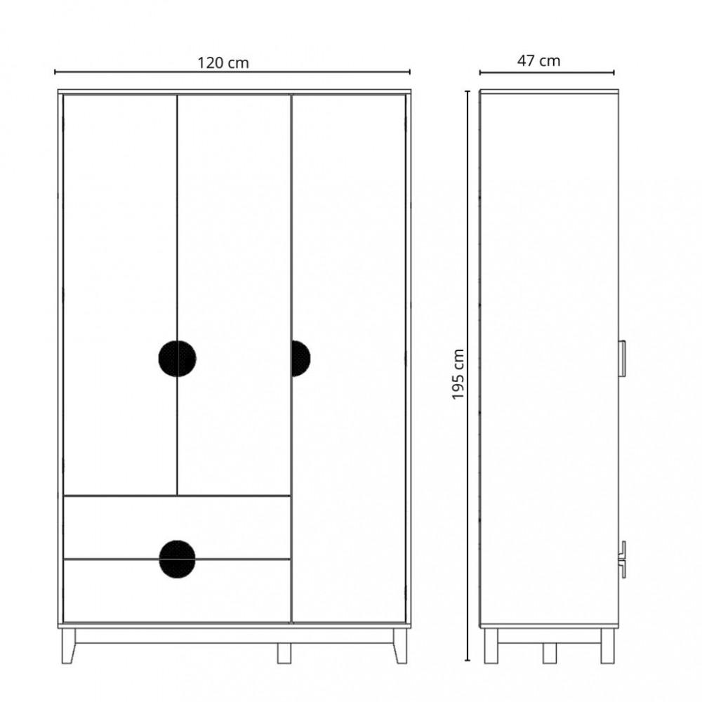 Guarda Roupa Solteiro 3 Portas 2 Gavetas Ipe Albatroz - 4
