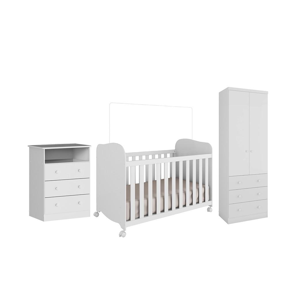 Quarto de Bebê Completo com Berço Americano Uli Guarda Roupa e Cômoda MDF Smim New Móveis Peroba - 2