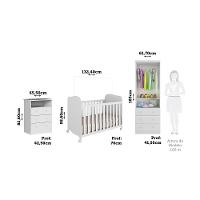 Quarto de Bebê Completo com Berço Americano Uli Guarda Roupa e Cômoda MDF Smim New Móveis Peroba - 3