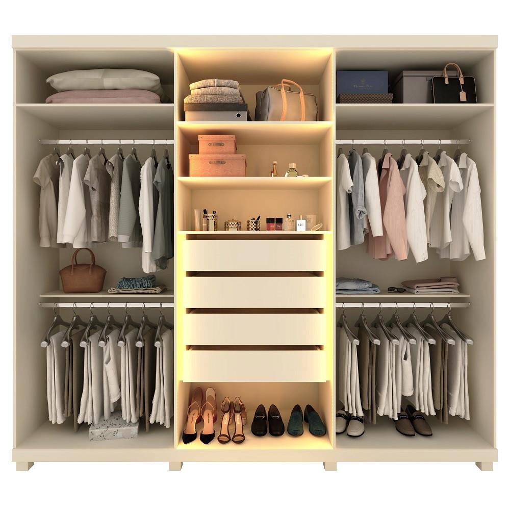Guarda Roupa Casal 6 Portas 4 Gavetas com Vidro Reflecta e Led Absolut Gelius - 3