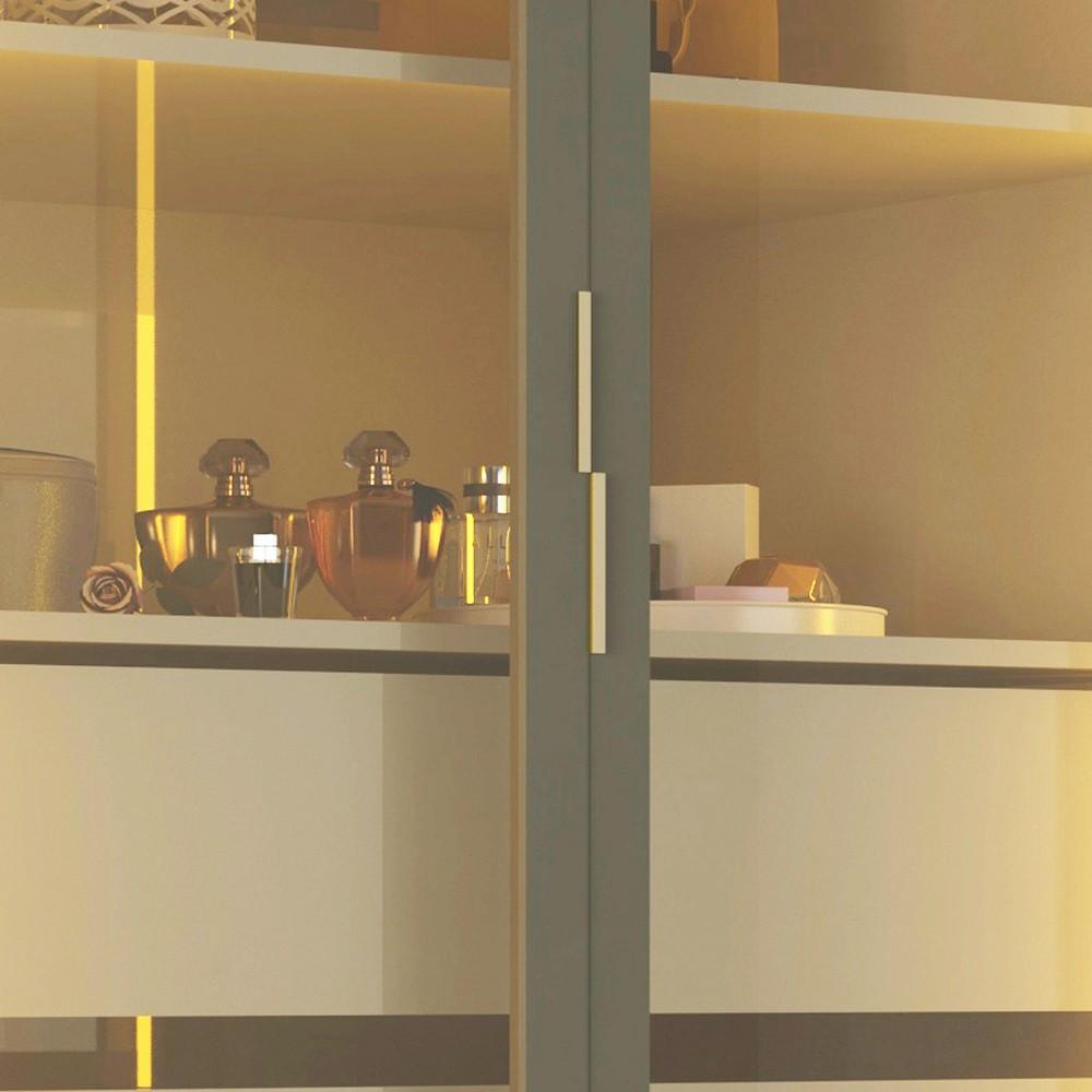 Guarda Roupa Casal 6 Portas 4 Gavetas com Vidro Reflecta e Led Absolut Gelius - 5