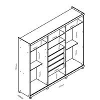 Guarda Roupa Casal 6 Portas 4 Gavetas com Vidro Reflecta e Led Absolut Gelius