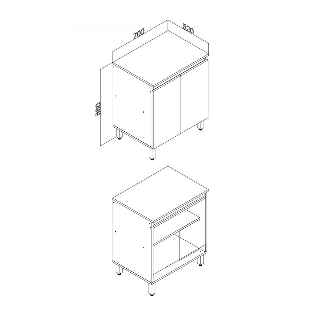 Balcão 2 Portas 70cm Rebeca Movelbento - 3