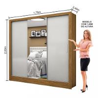 Guarda Roupa Casal com Espelho 3 Portas de Correr Santiago Carioca Móveis - 4