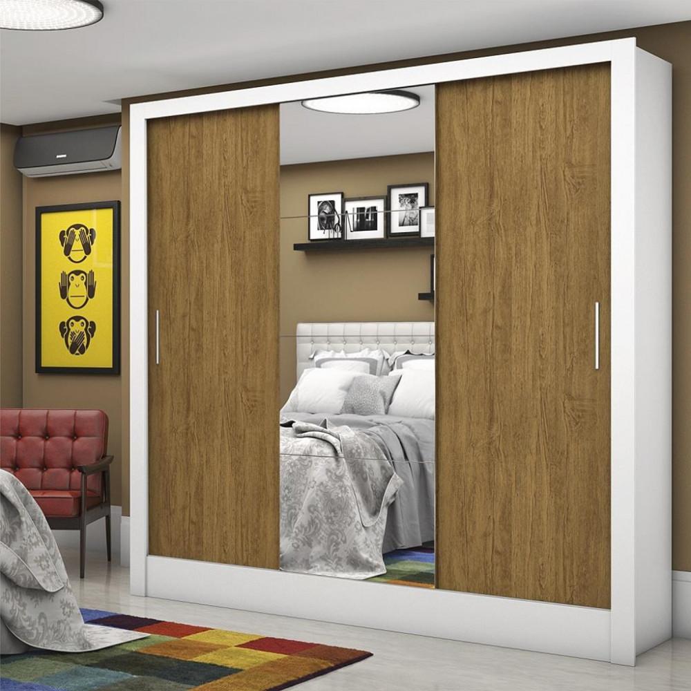 Guarda Roupa Casal com Espelho 3 Portas de Correr Santiago Carioca Móveis - 1