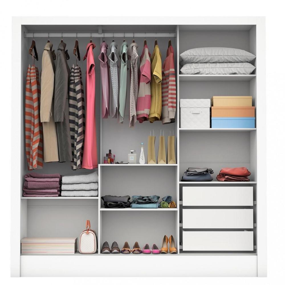 Guarda Roupa Casal com Espelho 3 Portas de Correr Santiago Carioca Móveis - 3