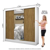 Guarda Roupa Casal com Espelho 3 Portas de Correr Santiago Carioca Móveis - 4