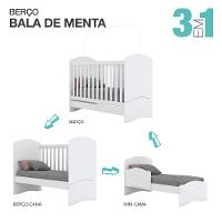 Quarto de Bebê Completo Berço Mini Cama Guarda Roupa 3 Portas 2 Gavetas e Cômoda 5 Gavetas Bala de Menta Henn - 2