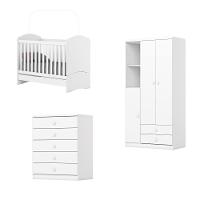 Quarto de Bebê Completo Berço Mini Cama Guarda Roupa 3 Portas 2 Gavetas e Cômoda 5 Gavetas Bala de Menta Henn - 5