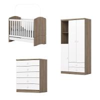Quarto de Bebê Completo Berço Mini Cama Guarda Roupa 3 Portas 2 Gavetas e Cômoda 5 Gavetas Bala de Menta Henn - 2