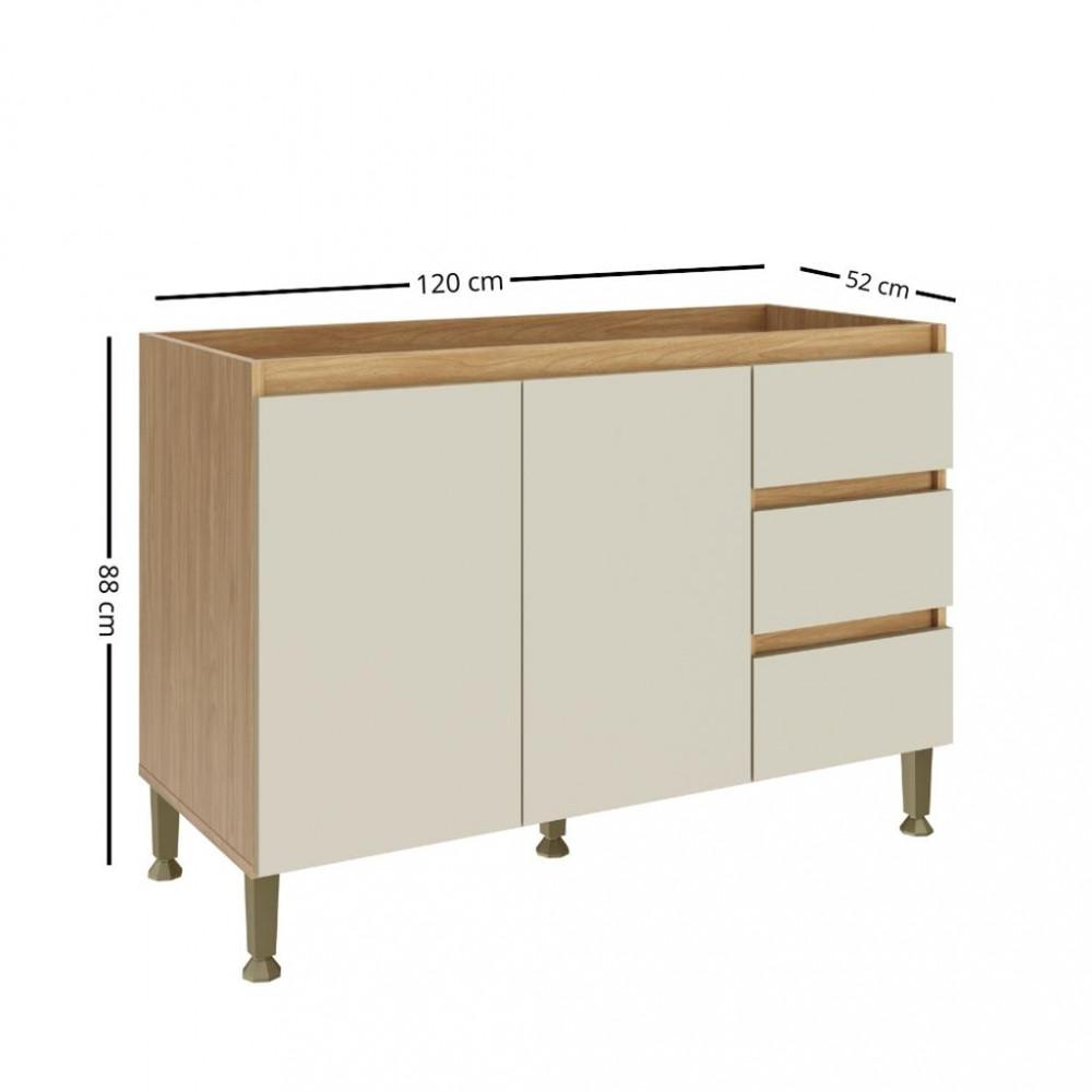 Balcão 2 Portas 3 Gavetas Rebeca Movelbento - 2